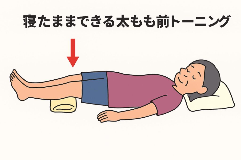 横になって運動する老女