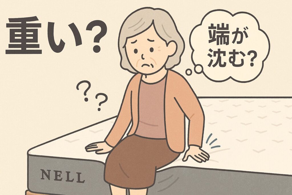 重い？端が沈む？と悩む女性